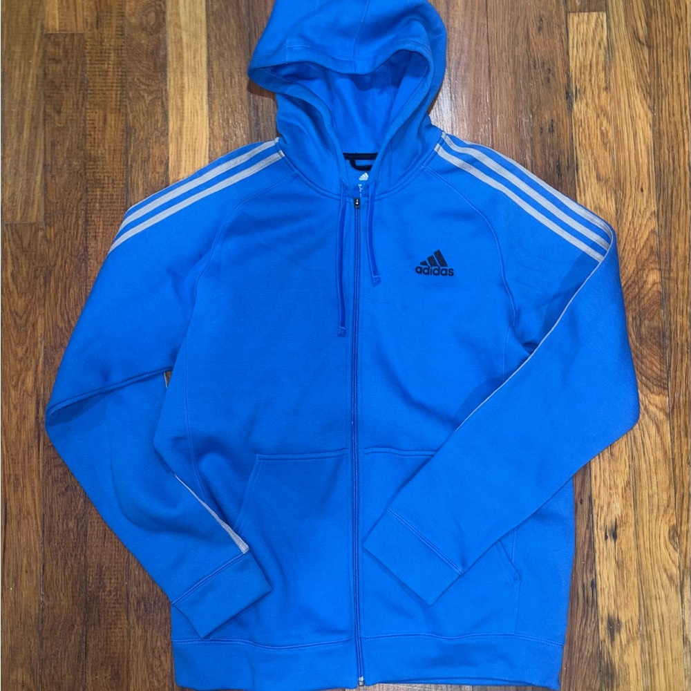 New Adidas Royal Blue hoodie with White Accents Sz:L